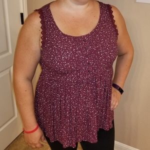 Lauren Conrad maroon and white dots tank, XL